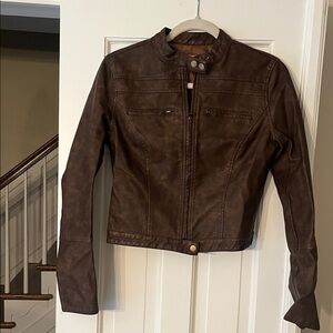 Edikted Dark Brown Leather Jacket